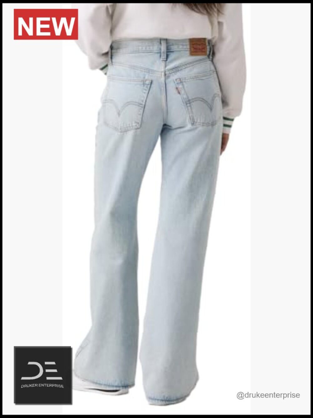 Middy Loose Boot Jeans Mid-Rise Loose Fit Bootcut 100% Cotton - Picture 2 of 3